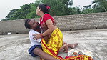 Beautiful Indian Village Aunty Hot Romance Big Boobs Press and Pussy Fucking on the Roof Over