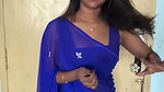 Cute tamil serial actress girl transparent saree wearing boobs and waist expose 1