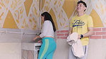 Horny Milf gives a friend a blowjob while her husband comes home
