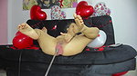 Hot Latina gets pounded hard on Valentine’s Day by a sex machine in her living room while her husband is out PART 2