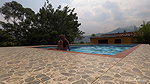 I decide to swim naked in the pool to seduce my friend and have sex with him outdoors