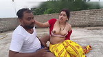 Beautiful indian village aunty hot romance Big boobs press and pussy fucking on the roof over