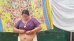 Traditional kerala style dressed Bhabi showing her huge sexy boobs, walking topless