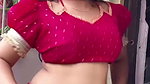 fleshy marathi lady sexy deep navel in red costume 1