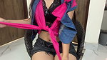 Cute Young Girl Trying to Get Cloths off