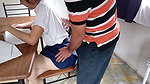 I am unfaithful and perverted, the teacher rubs his cock on my shoulder and I give him his good blowjob swallowing milk