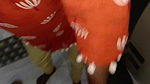 Hot Desi Messy Blowjob & Standing Dogy Style Sex Orange Dress