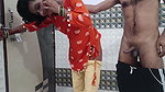 Hot Desi Messy Blowjob & Standing Dogy Style Sex Orange Dress