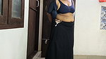 Sexy Bhabi in Blue Saree, Removing Saree to Show Here Sexy Chubby Body. Big Boss and Ass