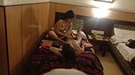 Girls gave massage to gf and did sex in last