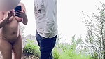 Sexy wife with satranger in forest