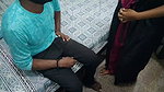 Young boy massage by a woman