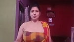 Busty BEngali lady hige tits and navel in red saree