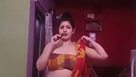 Busty BEngali lady hige tits and navel in red saree
