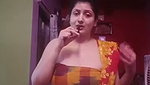 Busty BEngali lady hige tits and navel in red saree