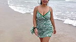 busty desi huge breasts and cleavage in green costume 1