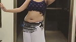 fleshy girl sexy belly dance in blue dress 1