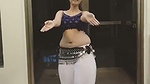 fleshy girl sexy belly dance in blue dress 1