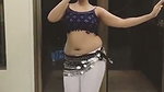 fleshy girl sexy belly dance in blue dress 1