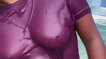 Naughty Girl Nipples are Visible Through Her Wet Clothes 1