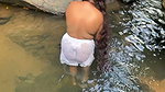 A Young Man Arrives While a Slim Sri Lankan Woman with Naturally Large Breasts Is Bathing and Fuck Her Right There in the Water