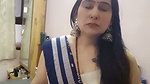 Sexy punjabi lady big deep navel in blue saree 1