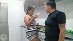 casual playing with a cucumber