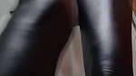 Blonde latina in leather giving a deepthroat after a hot striptease