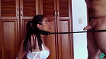 Bitch Tied with Collar Gets a Rough Face Fuck
