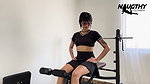 Beautiful tattooed girl masturbates in the gym