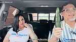 Ana Black shoves a big cucumber up her pussy until she cums in the car – Juan Bustos ROAD