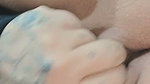 Secretary touches her vagina with her finger