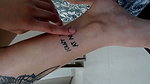 Sexy tattooed petite girl wants to make you hard showing her body