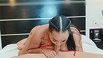She catches her roommate touching himself. Doggy style, deep throat, cum on face, this beautiful ebony BBW does it all