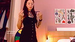 Skinny Colombian girl with a sweet and sensual look dresses and gets ready to go out with her friends, while transmittin