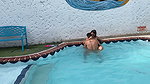 THE NEIGHBOR LEAVES HER HUSBAND AT HOME TO FUCK THE FIRST SEE IN THE POOL