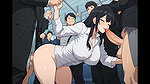 Anime public bus threesome sex