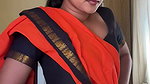 Beautiful homely girl boobs in blouse sexy navel show 1