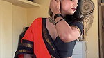 Beautiful homely girl boobs in blouse sexy navel show 1