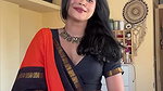 Beautiful homely girl boobs in blouse sexy navel show 1