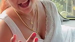 Cute chubby girl huge boobs cleavage expose in white saree 1