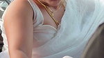 Cute chubby girl huge boobs cleavage expose in white saree 1