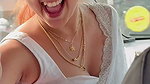 Cute chubby girl huge boobs cleavage expose in white saree 1