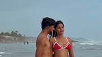 Hot girl in bikini romance with partner 1