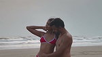 Hot girl in bikini romance with partner 1