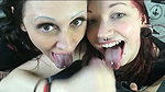 Two milf blowing and eating cum 1