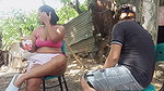 Having fun with our pussies outdoors