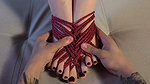 Giving my pale hot girlfriend a feet massage while I tied her up – Nawashi Black