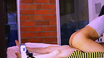 Cute stepdad and stepsister’s friend in the city apartment