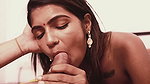 Aman put his cock in Sanjana’s mouth on his bed